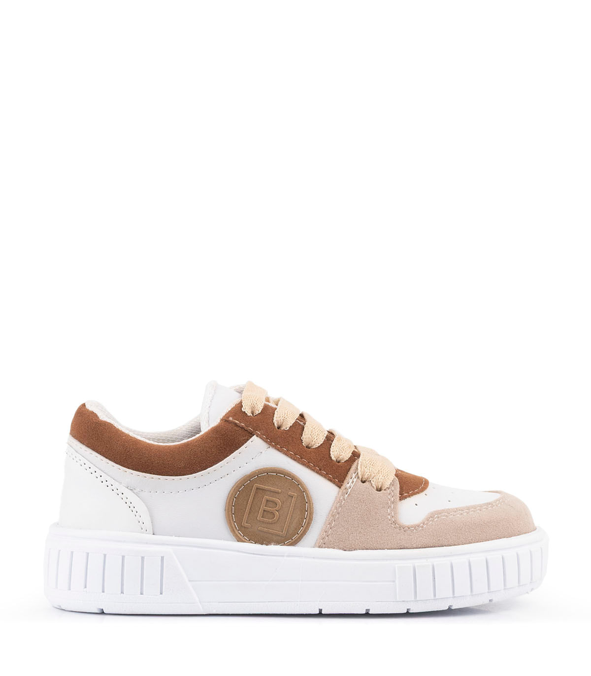 Zapatilla infantil simil cuero combinada