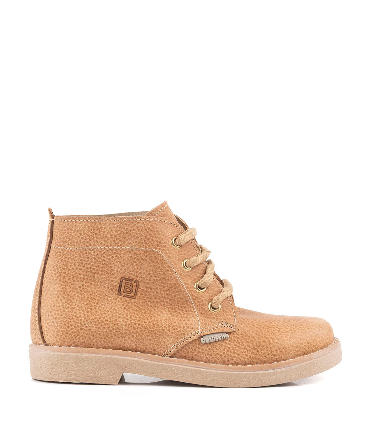 Bota corta de cuero graneado acordonada
