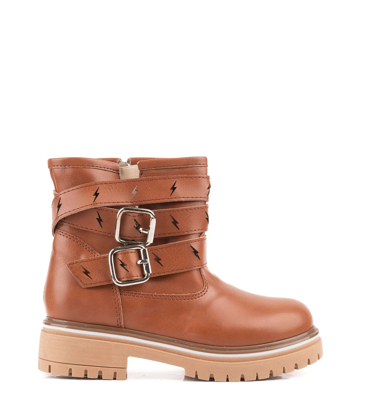 Botas cortas simul cuero con herrajes