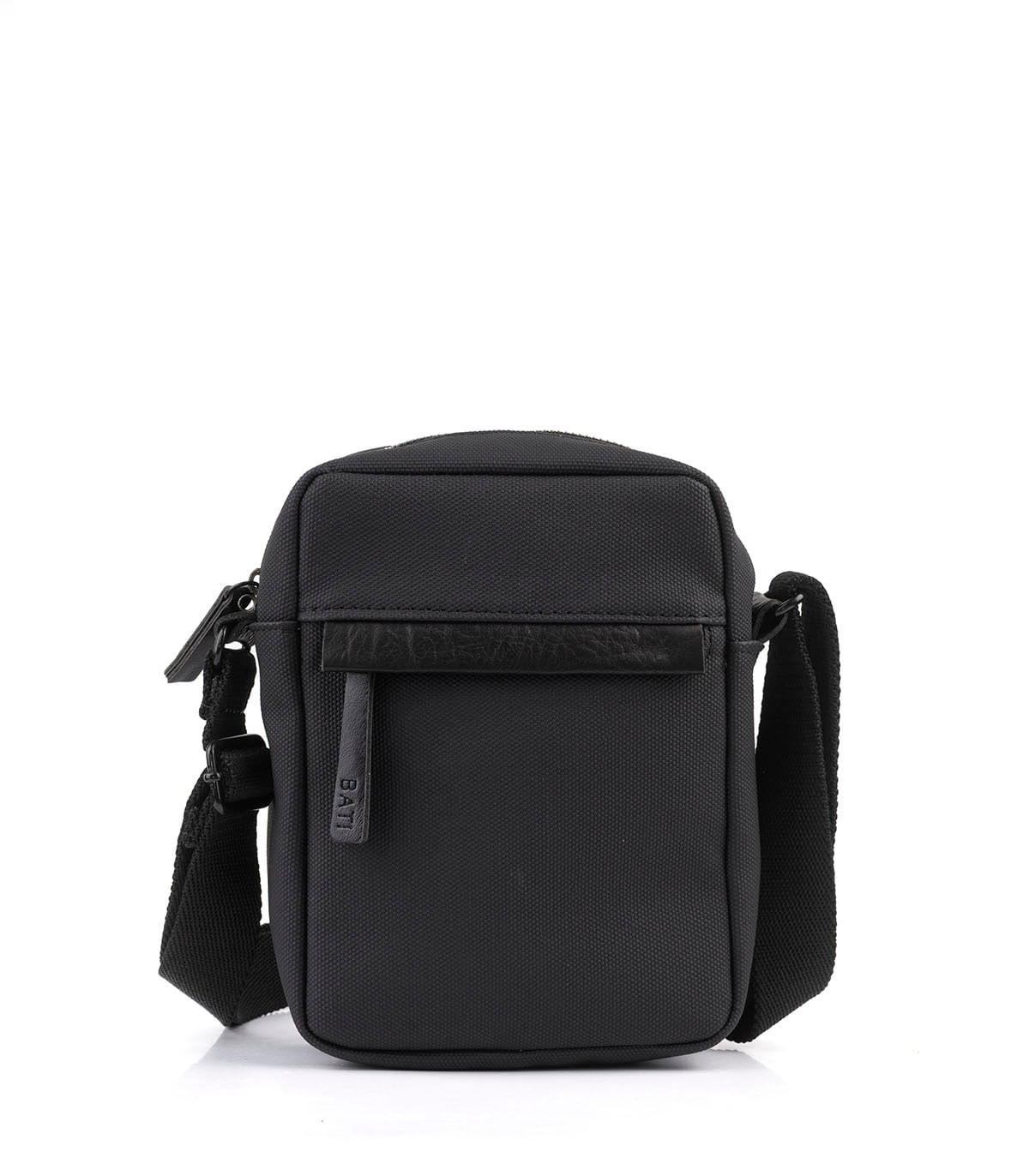 Bandolera morral de tela engomada negra