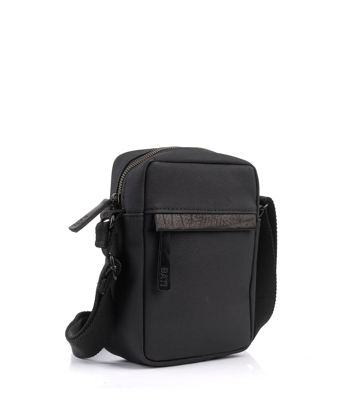 Bandolera morral de tela engomada negra de Batistella — imagen 2