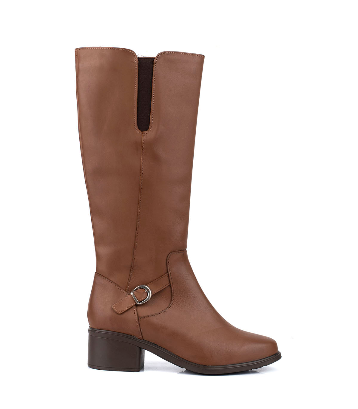 Bota alta de cuero de caña recta