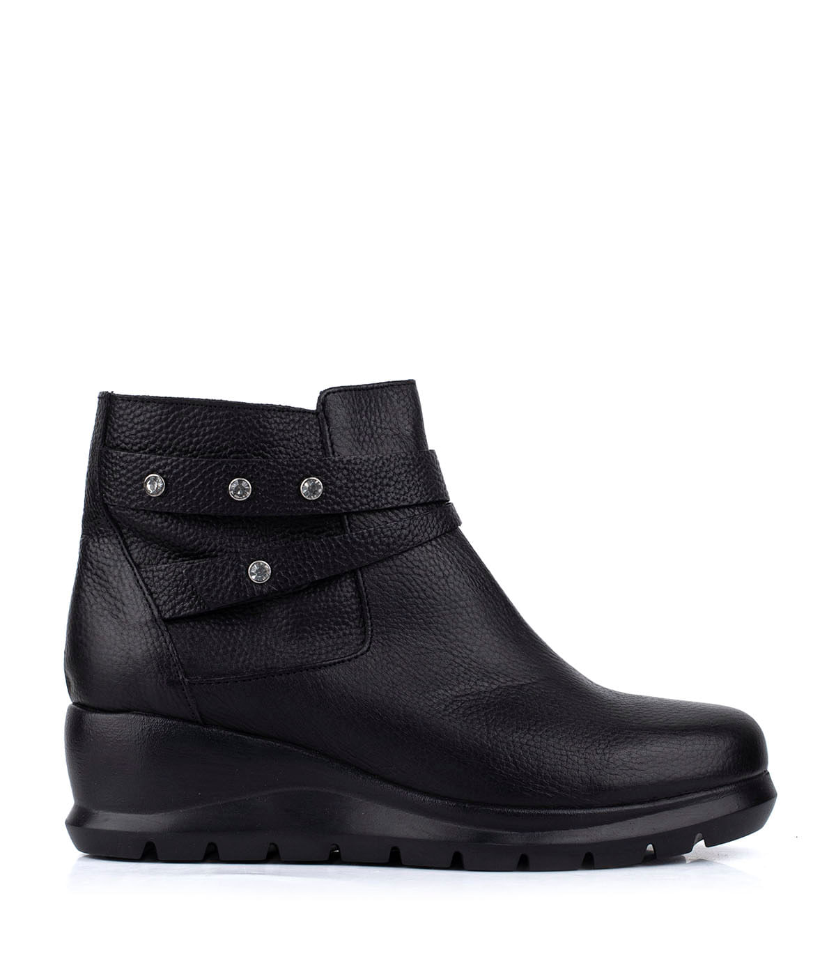Bota corta de cuero con plataforma confort
