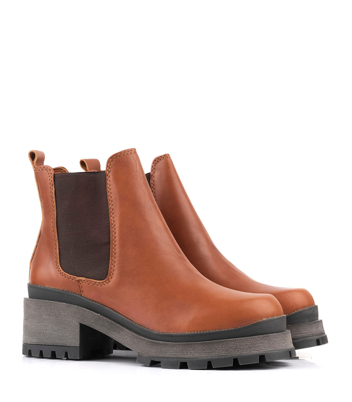 Botas cortas chelsea de cuero con base chunky — imagen 4