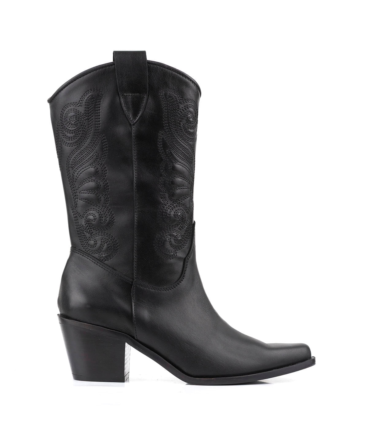 Bota texana en cuero con bordado y taco medio de Batistella — imagen 2