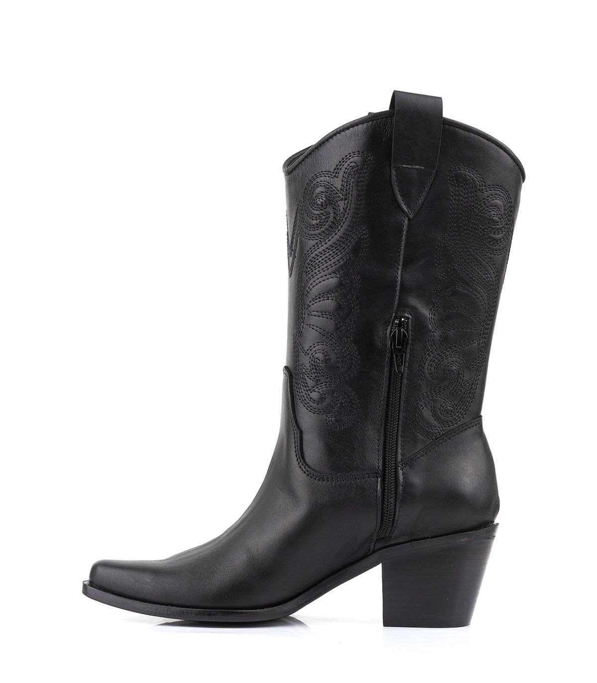 Bota texana en cuero con bordado y taco medio de Batistella — imagen 3