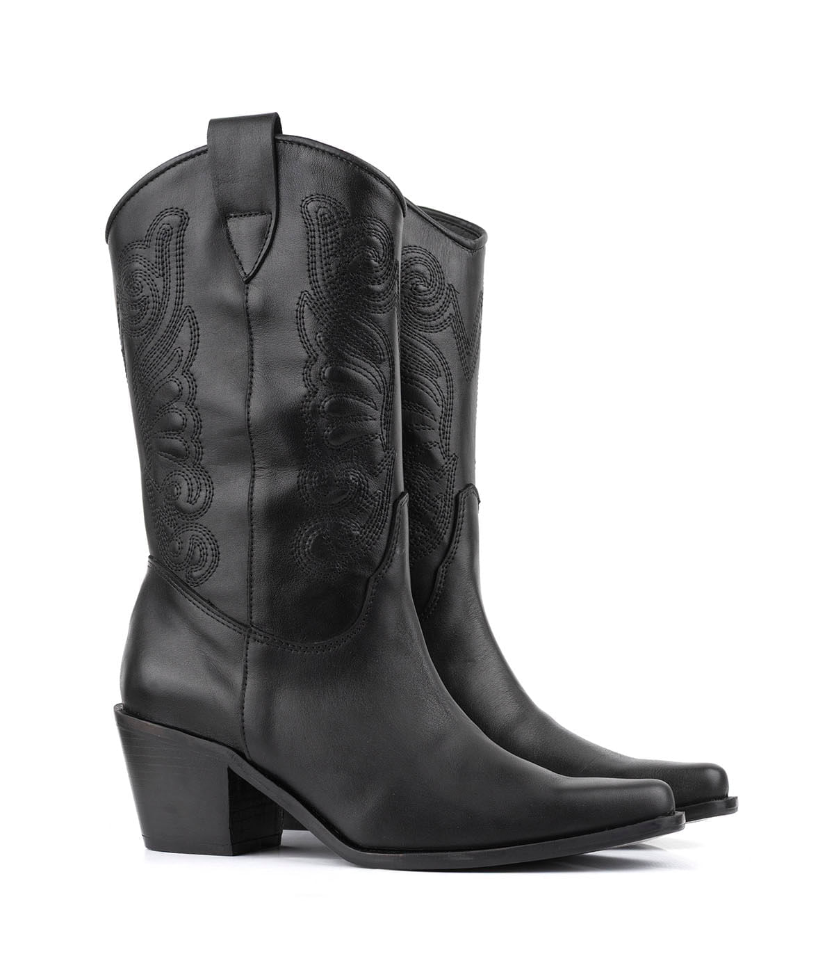 Bota texana en cuero con bordado y taco medio de Batistella — imagen 6