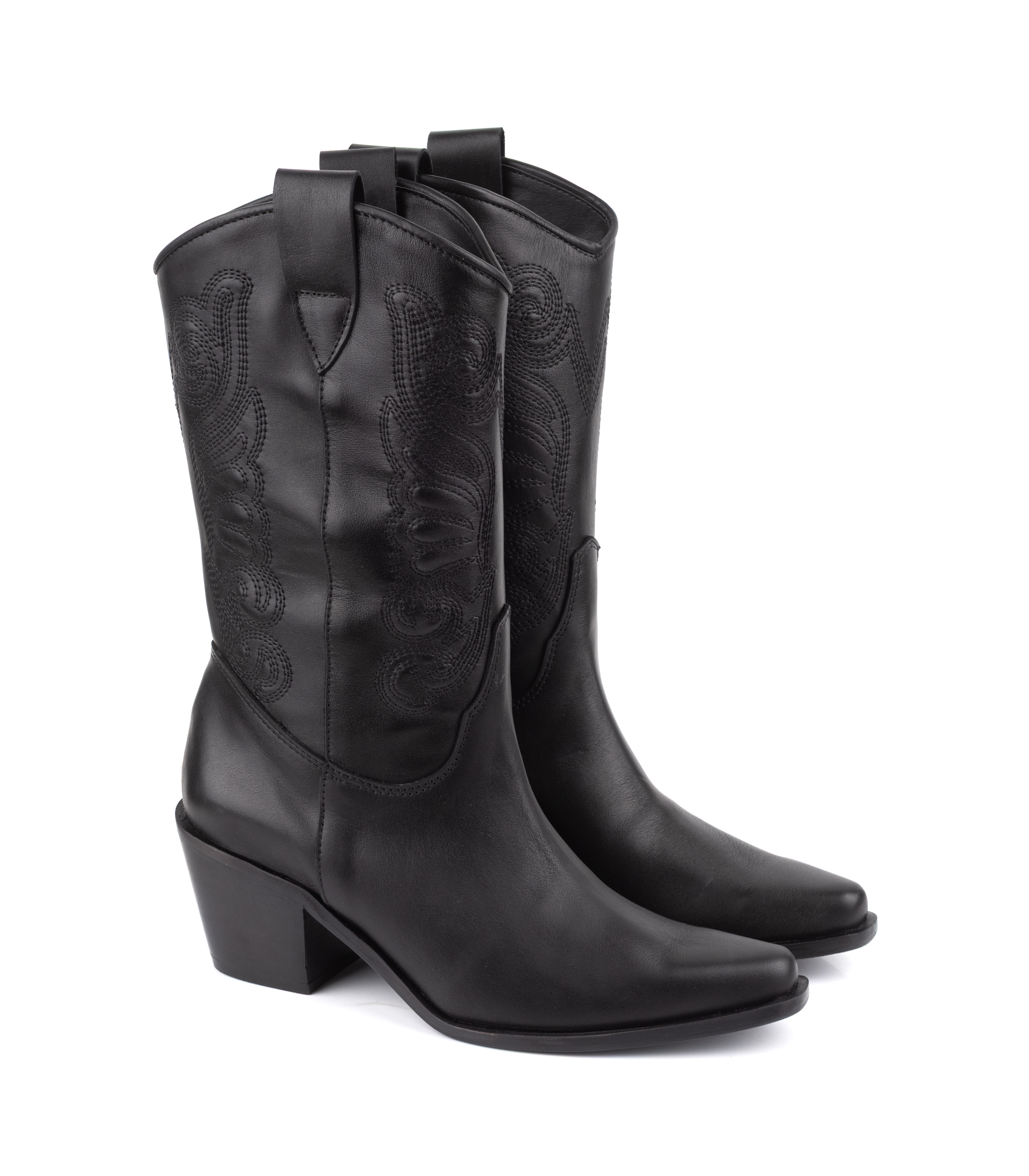 Bota texana en cuero con bordado y taco medio de Batistella — imagen 7