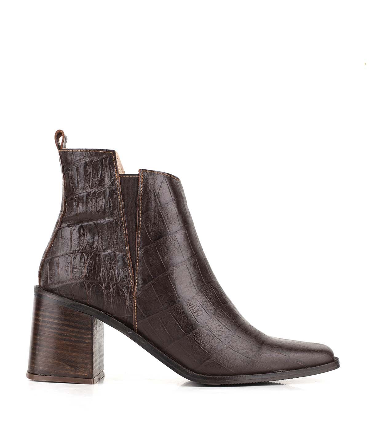 Botas cortas de cuero reptil con taco — imagen 2