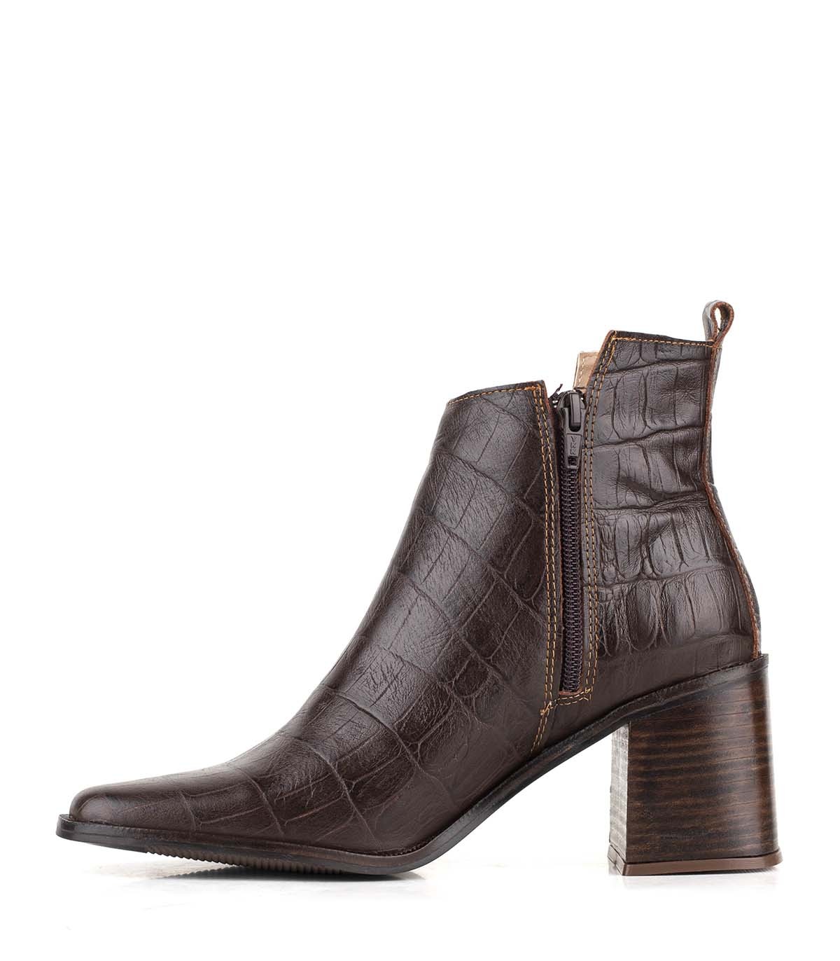 Botas cortas de cuero reptil con taco — imagen 3