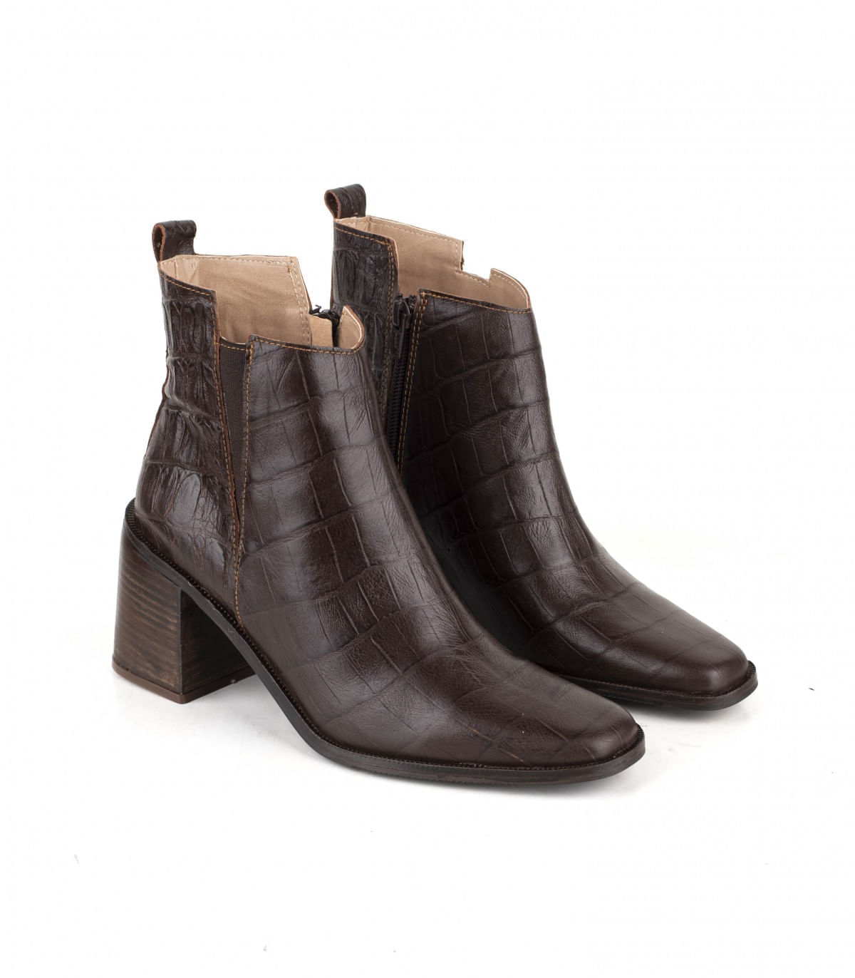 Botas cortas de cuero reptil con taco — imagen 5