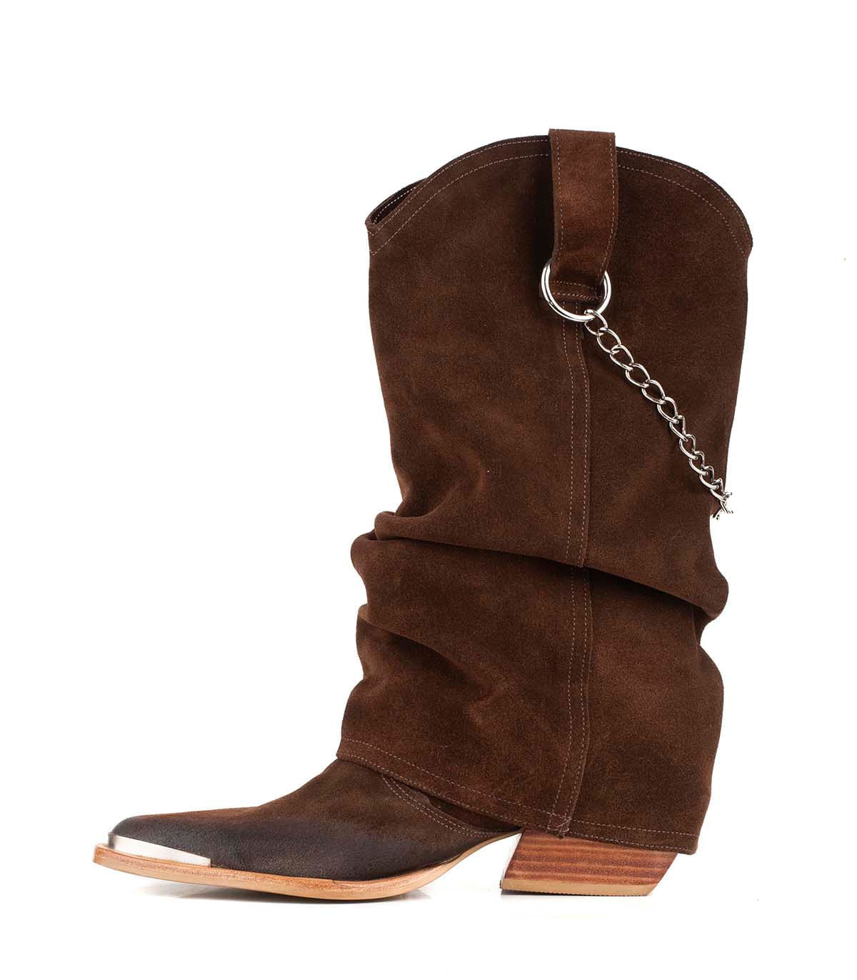 Bota texana de gamuza con puntera metálica — imagen 3
