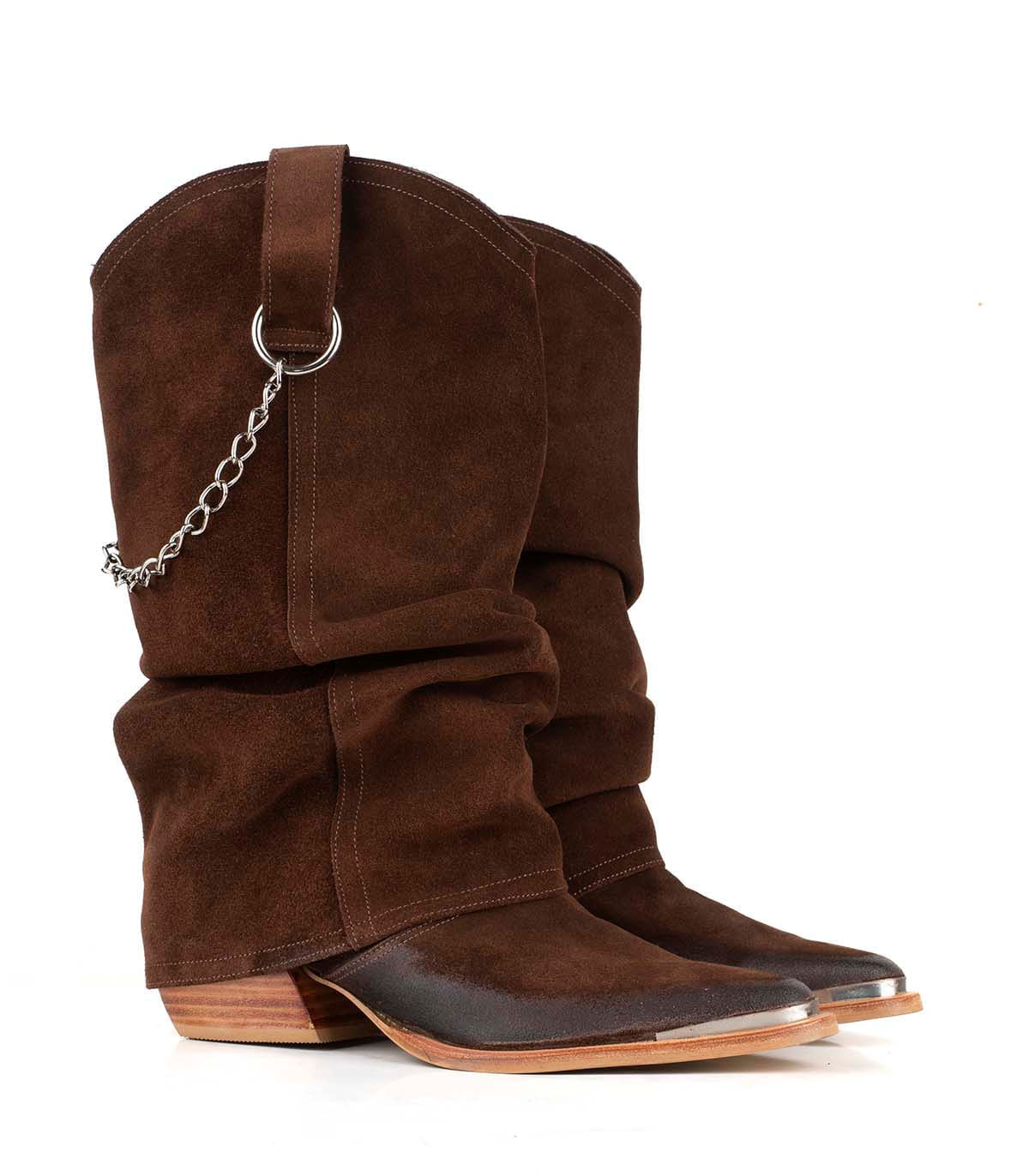Bota texana de gamuza con puntera metálica — imagen 5
