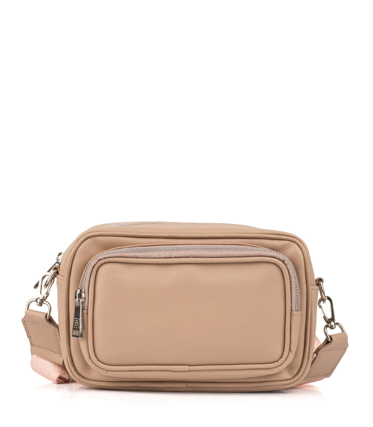 Bandolera en simil cuero con bolsillo frontal